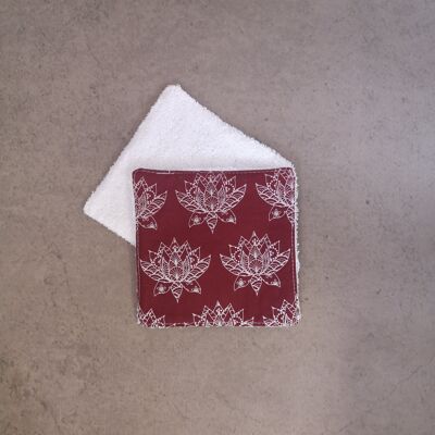 Lingette lavable Lotus bordeaux