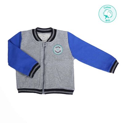 Teddy sweatshirt “Tchouk” gray and Cobalt blue