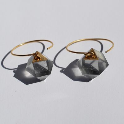 GEO round hook earrings GRAY movement