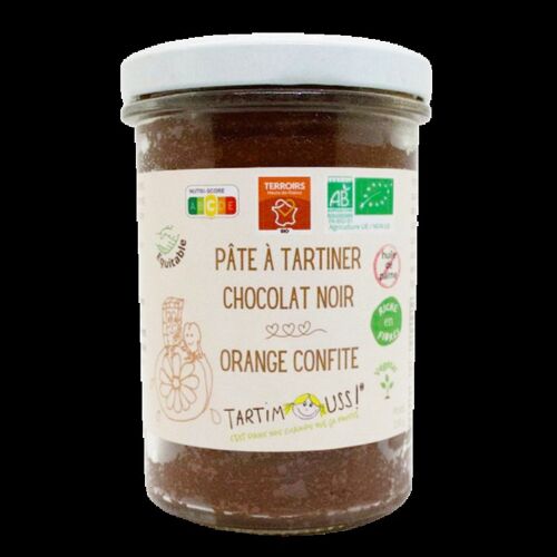 Pâte à tartiner BIO Tartimouss ! chocolat noir orange confite