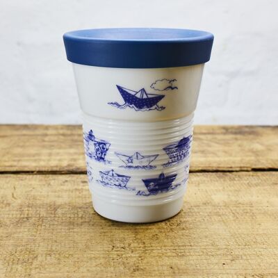 Coffee To Go mug paper ships with drinking lid 0.35l