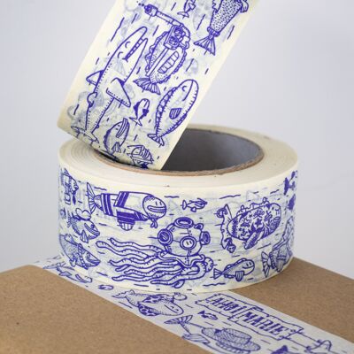 Papierklebeband Fischschwarm - Bedrucktes Packband