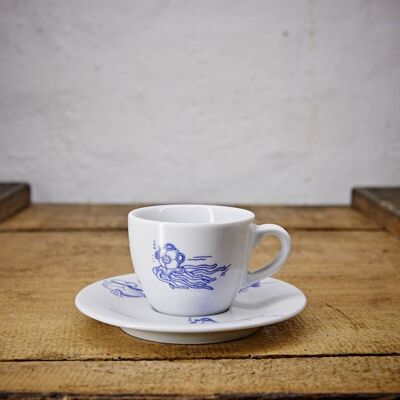 Espresso cup and saucer school of fish