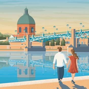 Affiche Voyage Toulouse France - Quai de la Daurade - 30x40 cm 2