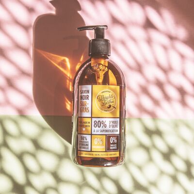Surgras black soap with olive grigon oil. Orange blossom fragrance. 500ml