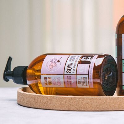 Jabón negro Surgras con aceite de oliva grigon. Fragancia de rosa de lichi. 500ml