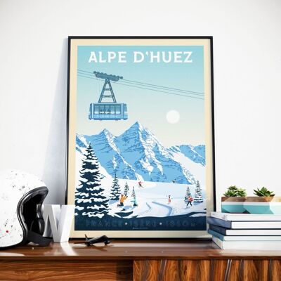 Póster de viaje Alpe d'Huez Savoie - Francia - 30x40 cm