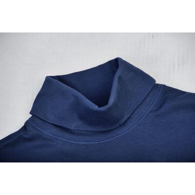 Camiseta Cuello Alto Mangas Separadas en Pima Orgánico Azul