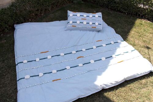 Aqua colour handmade cotton duvet cover Boho bedding