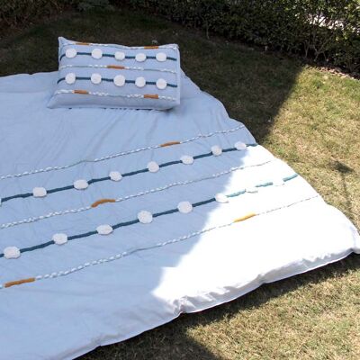 Aqua colour handmade cotton duvet cover Boho bedding