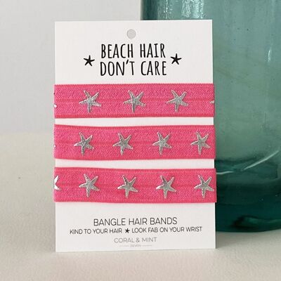 Beach Hair - Bright Pink with Silver Starfish