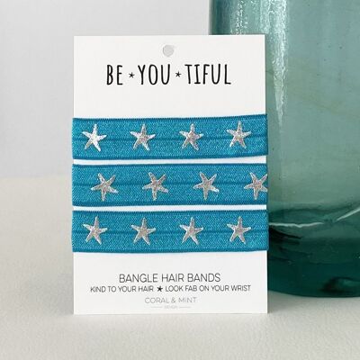 Be-you-tiful - Teal with Silver Starfish