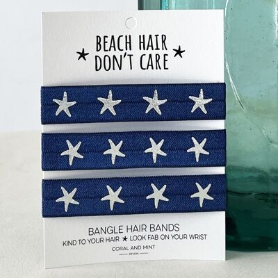Beach Hair - Navy with Silver Starfish