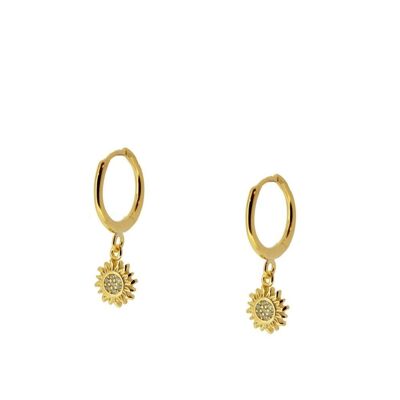 Boucles d'oreilles créoles tournesol