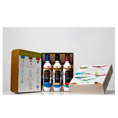 GIFT case "LA FAMILIA" with 3 bottles of Extra Virgin Olive Oil 500 ml. in aluminum