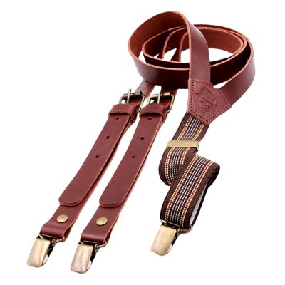Cognac Leather Suspenders