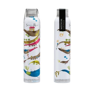 Flacon en aluminium avec 100 ml d'huile d'olive extra vierge MOYENNE.
