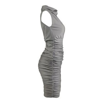 Maxime Gris Robe Col Montant 3