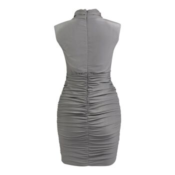 Maxime Gris Robe Col Montant 4