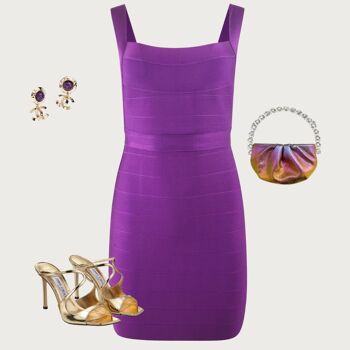 Mini robe bandage violette Nathalie avec dos ouvert 7