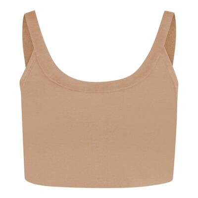 Kim Bandage Crop Top met Gouden Rits - Caramel