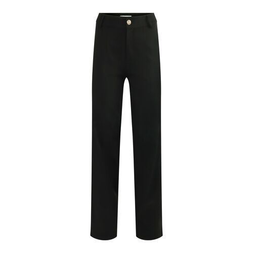 Celina Zwarte Straight Fit Pantalon met Gouden Knoop