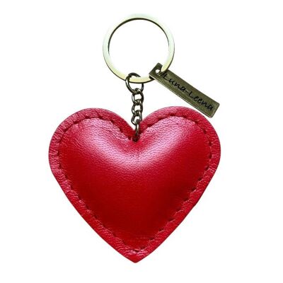 porte-clés cœur rouge durable - bijou de sac - 100 % cuir souple - fait main au Népal - porte-clés cœur en cuir