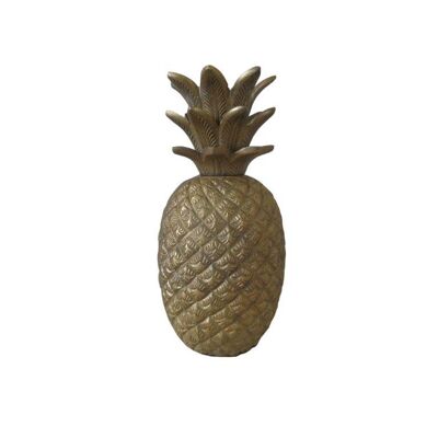 Ananas - Decorazione - Metallo - Ottone antico lucido - Altezza 28,5 cm