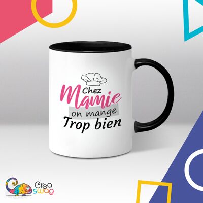 Mug noir Chez mamie on mange trop bien