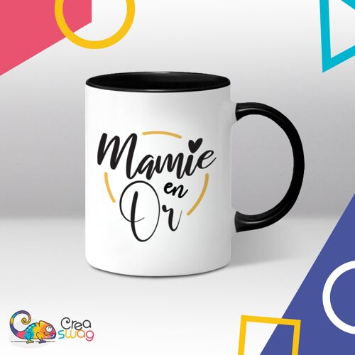 Mug noir Mamie en Or