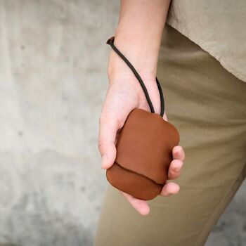 Etui à clé de voiture en cuir - Marron chocolat 4