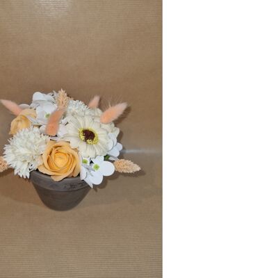 Composition of soap flowers - small peach