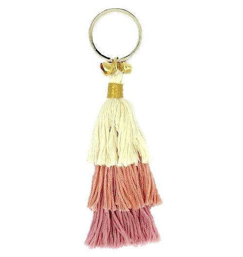 sustainable tassel keychain old pink - organic cotton - handmade in Nepal - bag hanger - tassel keychain old pink