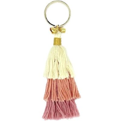 sustainable tassel keychain old pink - organic cotton - handmade in Nepal - bag hanger - tassel keychain old pink