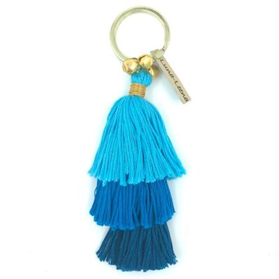 sustainable tassel keychain blue - organic cotton - handmade in Nepal - bag hanger - tassel keychain blue