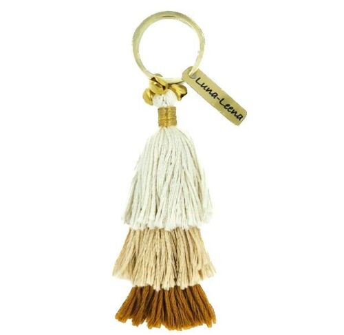 sustainable tassel keychain brown - organic cotton - handmade in Nepal - bag hanger - tassel keychain terra