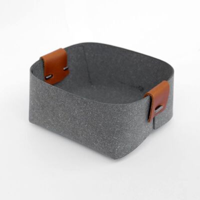 Recycled leather desk pot - Camel