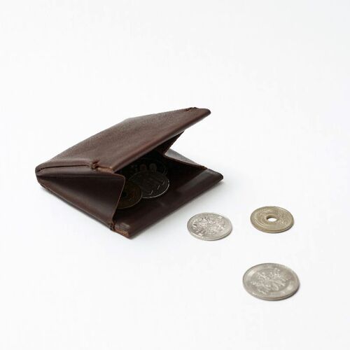 Porte monnaie en cuir - Marron chocolat
