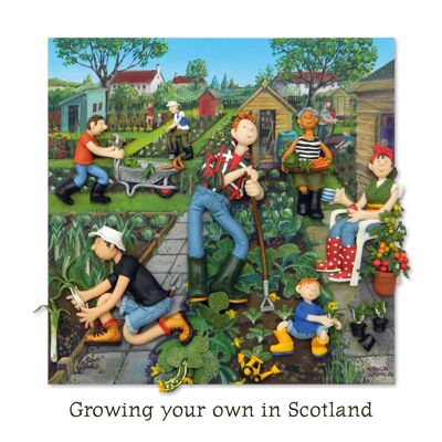 Growing your own in Scotland, tarjeta cuadrada en blanco de 150 mm