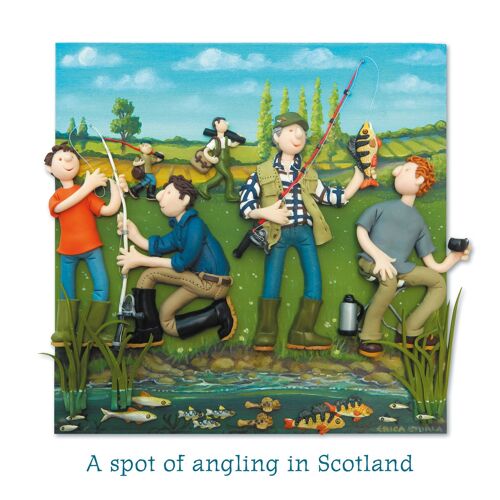 Angling in Scotland, 150mm square blank card