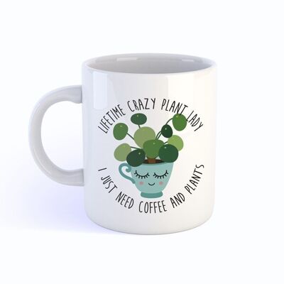 Mug Pilea crazy plant lady café