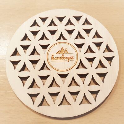 kamloopz® set of 3 coasters made of stone pine, flower of life
