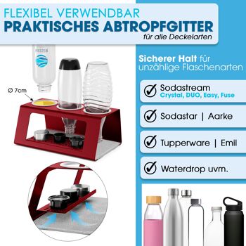 Porte-bouteille kamloopz® Premium Sodastream avec bac d'égouttement unique - Rouge Cherruby 3