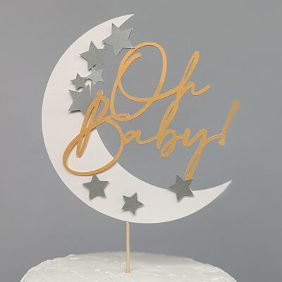 Oh Baby! Moon and Stars Baby Shower Cake Topper