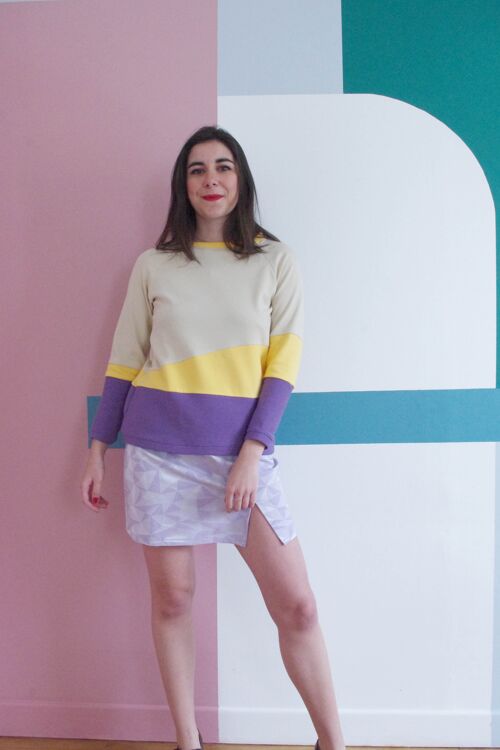 Pull Pedra sable, jaune et mauve