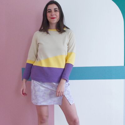 Pull Pedra sable, jaune et mauve