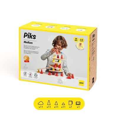 Pädagogisches Konstruktionsspielzeug aus Holz – Piks® Medium Kit