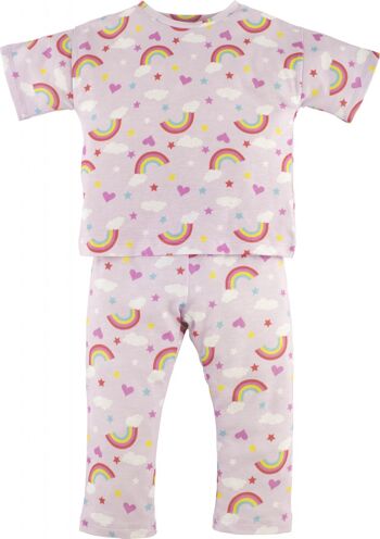 Pyjama fille -Rainbow, en rose 1