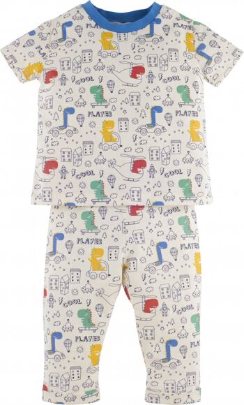 Pyjama garçon - Dino Player, en bleu 1