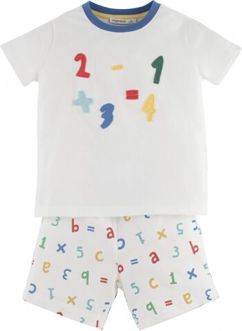 Pyjama garçon -Math, en blanc 1
